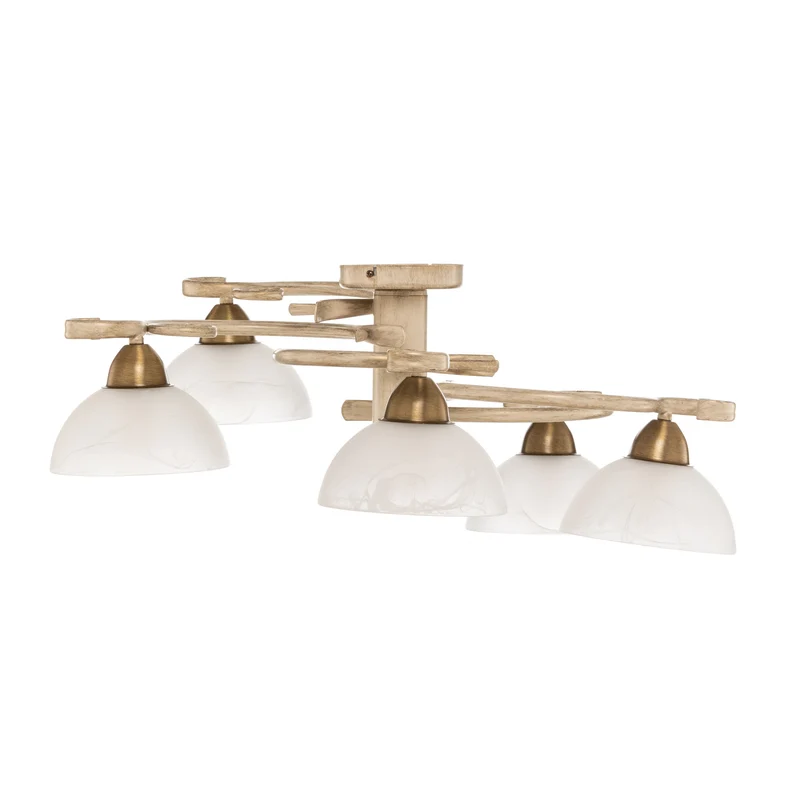 B-Ware Deckenlampe Flora fünf Glasschirme weiß messing Deckenleuchte SIEHE TEXT/FOTO735