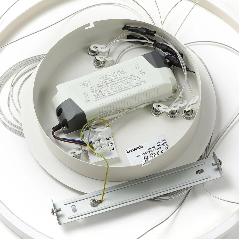 B-Ware Lucande Pendelleuchte Pendellampe LED Ezana weiß Metall Inneneinrichtung dimm197