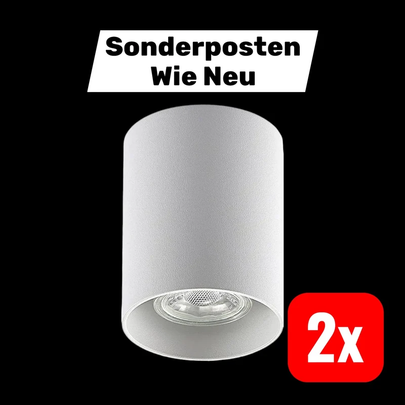 B-Ware ELC Efey Deckenlampe Leuchte GU10 Deckenleuchte rund weiß Aluminium 2 STÜCK