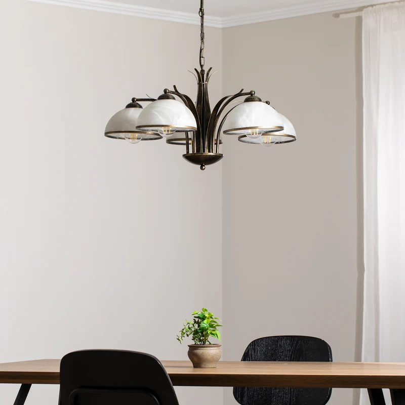 B-Ware Kronleuchter Korfu Leuchte Lampe 5-flg Ø 68 cm goldfarben antik Esszimmer