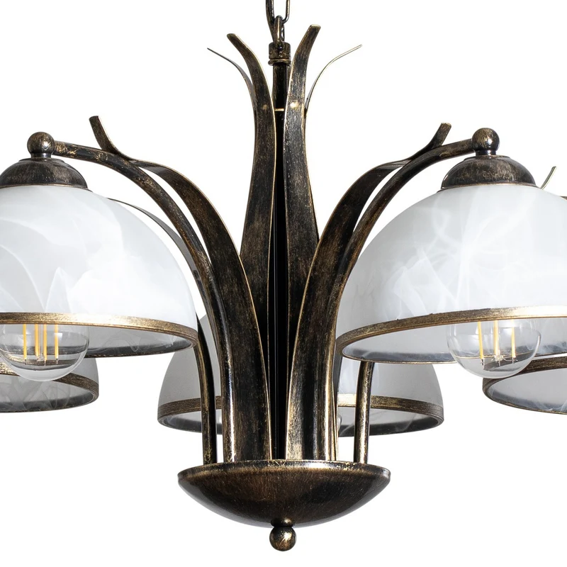 B-Ware Kronleuchter Korfu Leuchte Lampe 5-flg Ø 68 cm goldfarben antik Esszimmer