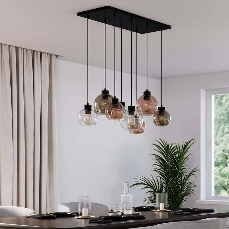 B-Ware TK Lighting Hängeleuchte Cubus LED Pendelleuchte 8-flammig dimmbar klar honig