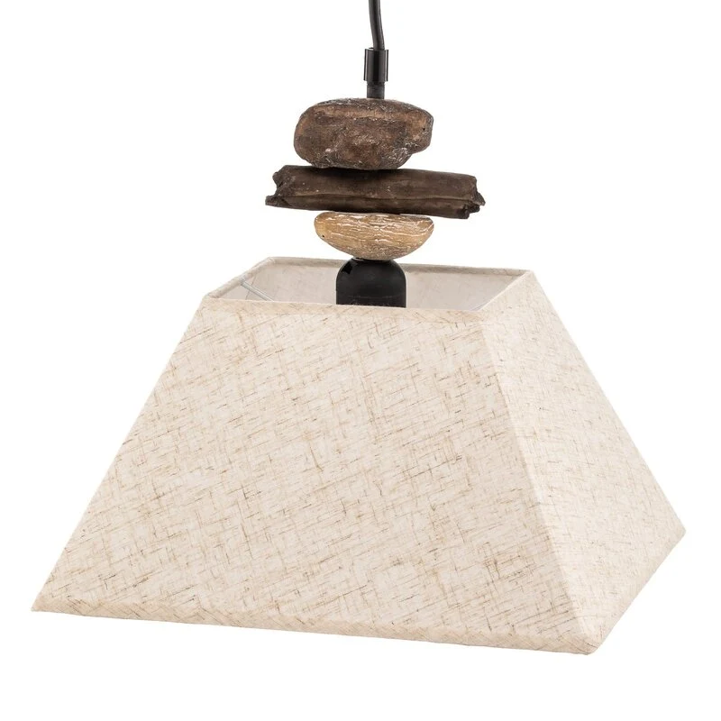 B-Ware Hängelampe Seregon mit Textilschirm und Steindekor Deckenlampe Deckenleuchte