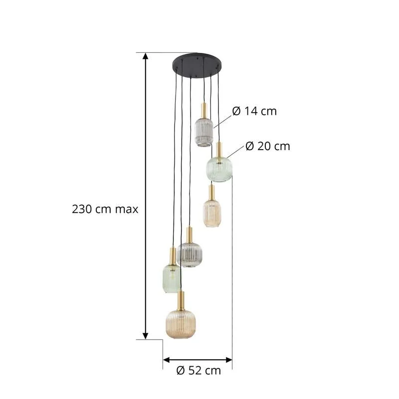 B-Ware Lindby Hängeleuchte Doroteo amber grau Glas Deckenlampe Lampe SIEHE TEXT/FOTO