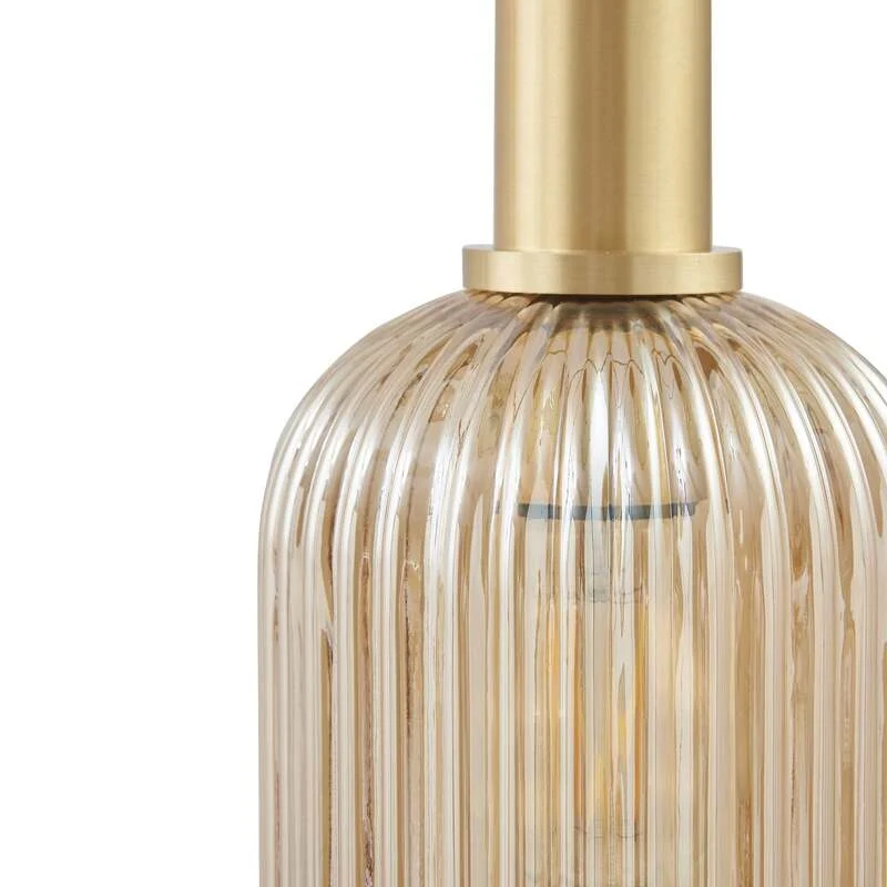 B-Ware Lindby Hängeleuchte Doroteo amber grau Glas Deckenlampe Lampe SIEHE TEXT/FOTO