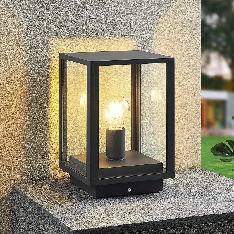 B-Ware Lindby Giavanna Sockelleuchte Wegeleuchte Gartenleuchte Lampe E27 dunkelgrau