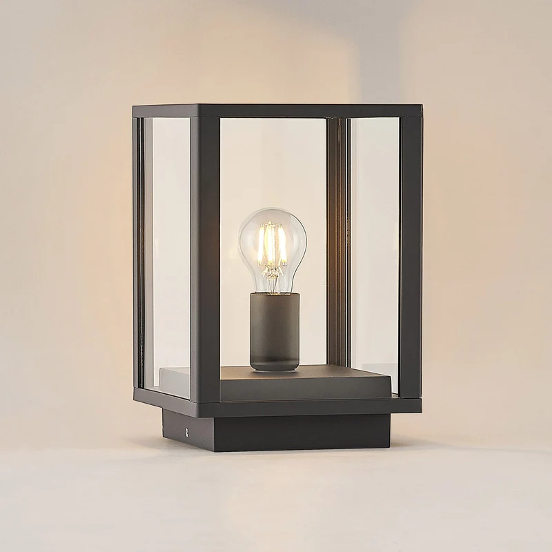 B-Ware Lindby Giavanna Sockelleuchte Wegeleuchte Gartenleuchte Lampe E27 dunkelgrau