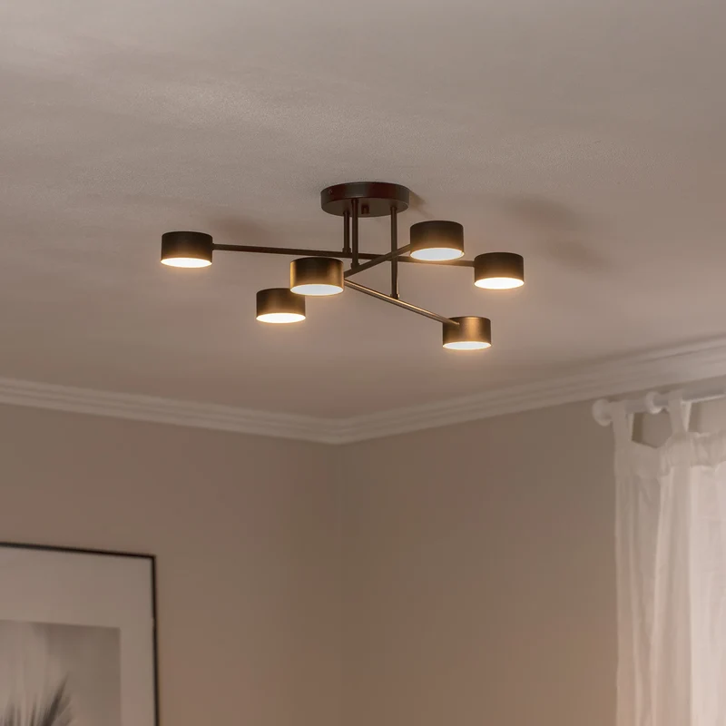 B-Ware EMIBIG Deckenleuchte Lampe Modus 6 Schwarz GX53 Stahl sechsflammig Länge 60 cm