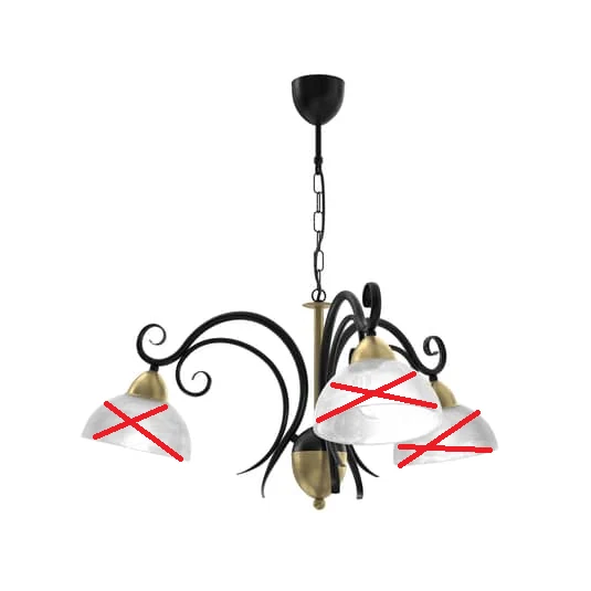 B-Ware Euluna Kronleuchter Flora 3 Glasschirme Deckenlampe Leuchte E27 SIEHE TEXT/FOTO