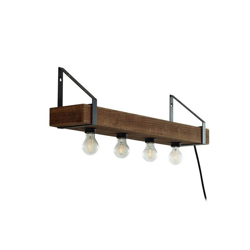 B-Ware Lindby Wandleuchte Vatana Holz Stecker USB-Port 80 cm Wandlampe Lampe Leuchte