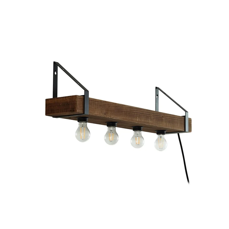 B-Ware Lindby Wandleuchte Vatana Holz Stecker USB-Port 80 cm Wandlampe Lampe Leuchte