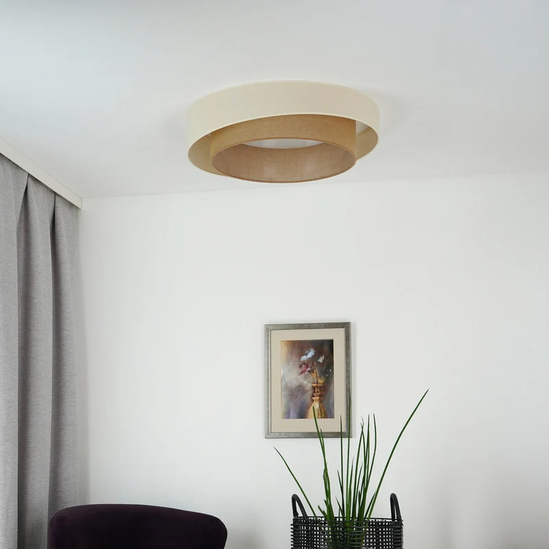 B-Ware Duolla LED-Deckenleuchte Luneta S Fernbedienung Jute beige Ø60cm SIEHE TEXT/FOTO