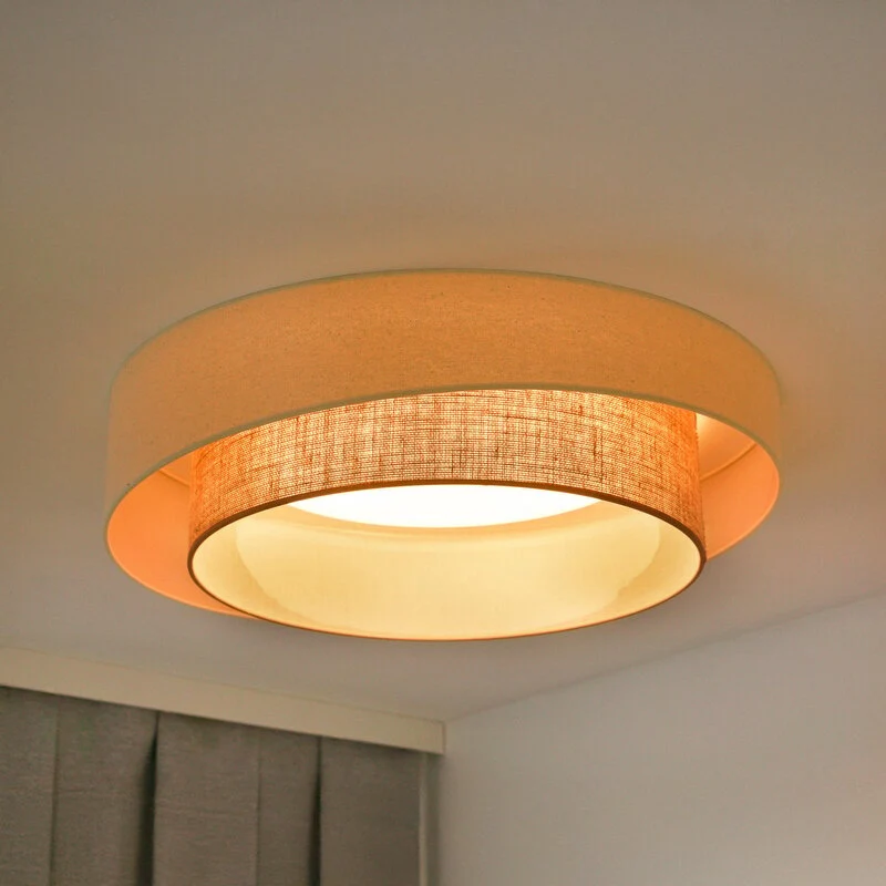 B-Ware Duolla LED-Deckenleuchte Luneta S Fernbedienung Jute beige Ø60cm SIEHE TEXT/FOTO