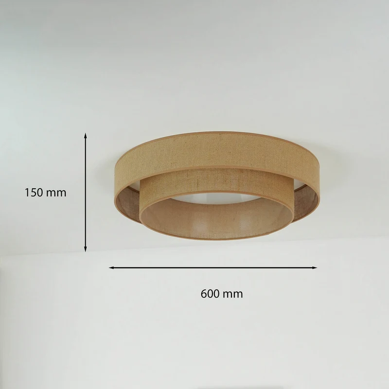 B-Ware LED Deckenleuchte Lampe Luneta Textil braun Jute Fernbedienung dimmbar 60 cm