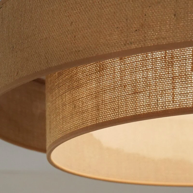 B-Ware LED Deckenleuchte Lampe Luneta Textil braun Jute Fernbedienung dimmbar 60 cm