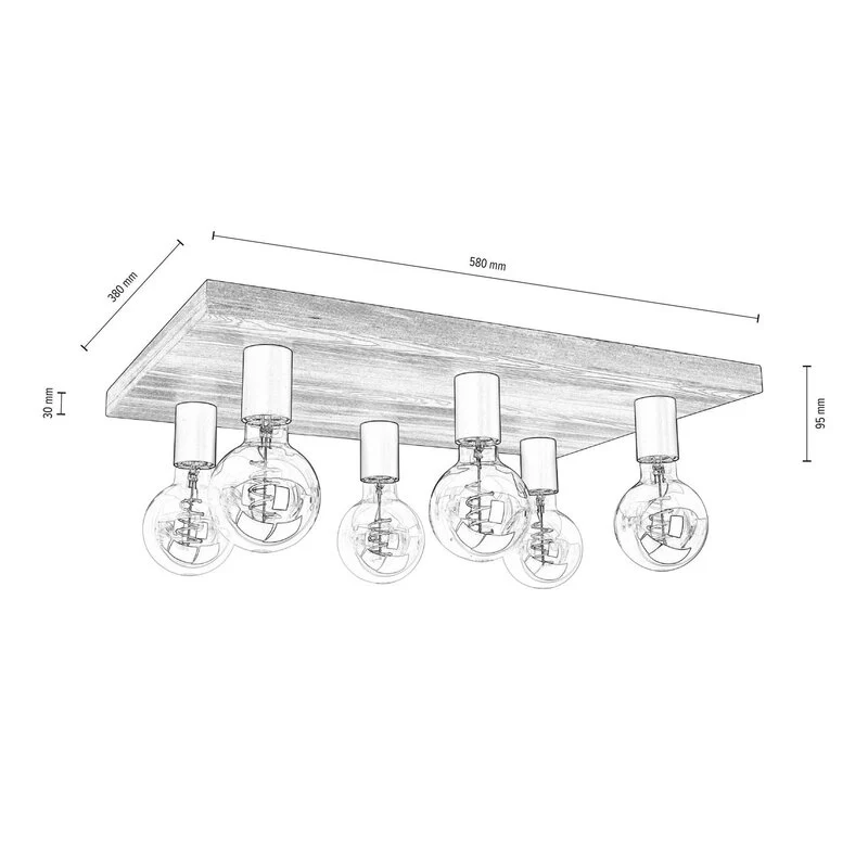B-Ware Envostar Lobo Deckenlampe Leuchte Deckenbeleuchtung 6-flammig Kiefer grau LED