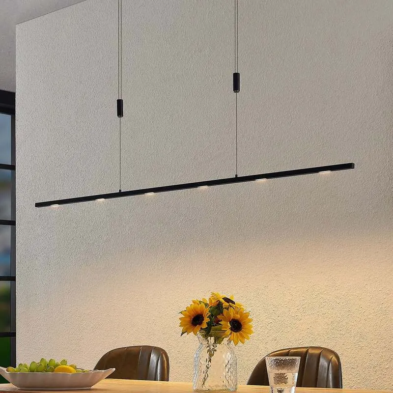 B-Ware Lucande Pendelleuchte Hängeleuchte Stakato LED dimmbar schwarz matt 140cm 6-flg