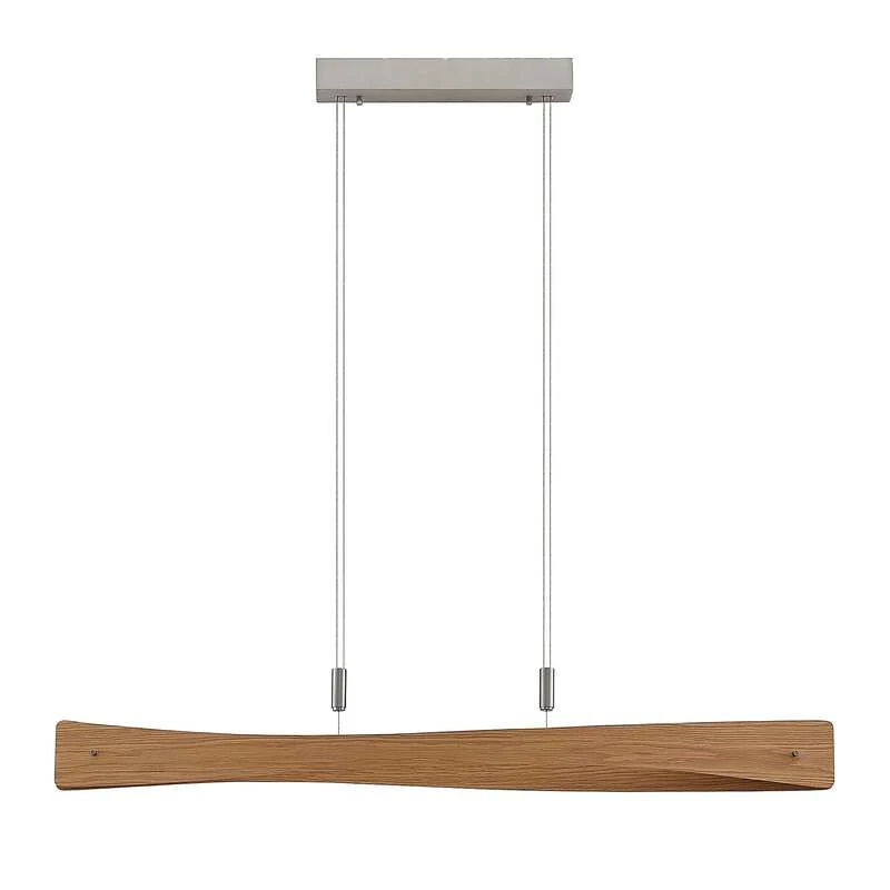 B-Ware Lindby Hängeleuchte Beazina LED Pendelleuchte dimmbar Eiche Metall 118cm nickel