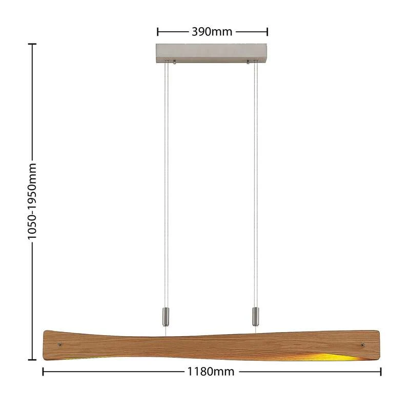 B-Ware Lindby Hängeleuchte Beazina LED Pendelleuchte dimmbar Eiche Metall 118cm nickel