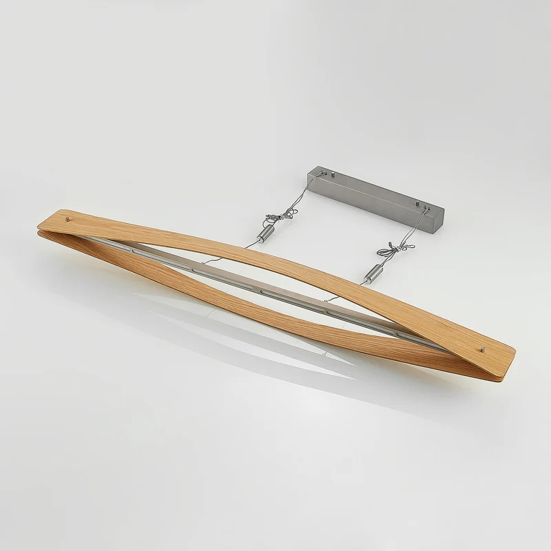 B-Ware Lindby Hängeleuchte Beazina LED Pendelleuchte dimmbar Eiche Metall 118cm nickel