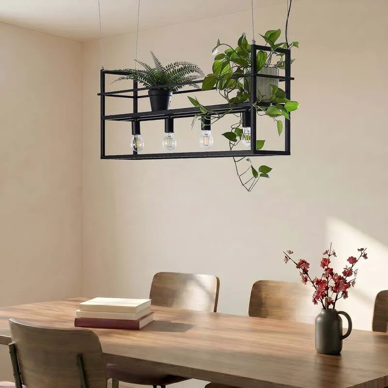 B-Ware Lindby Hängeleuchte Grisela LED Pendelleuchte Lampe dimmbar schwarz 120cm lang