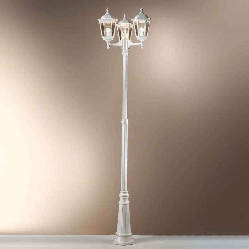 B-Ware ORION Puchberg Mastleuchte Außenlampe Gartenbeleuchtung 3-flg 255 cm weiß-gold