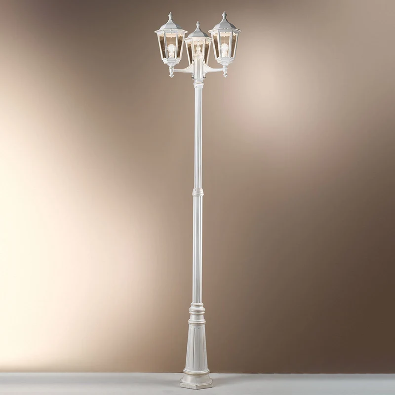 B-Ware ORION Puchberg Mastleuchte Außenlampe Gartenbeleuchtung 3-flg 255 cm weiß-gold