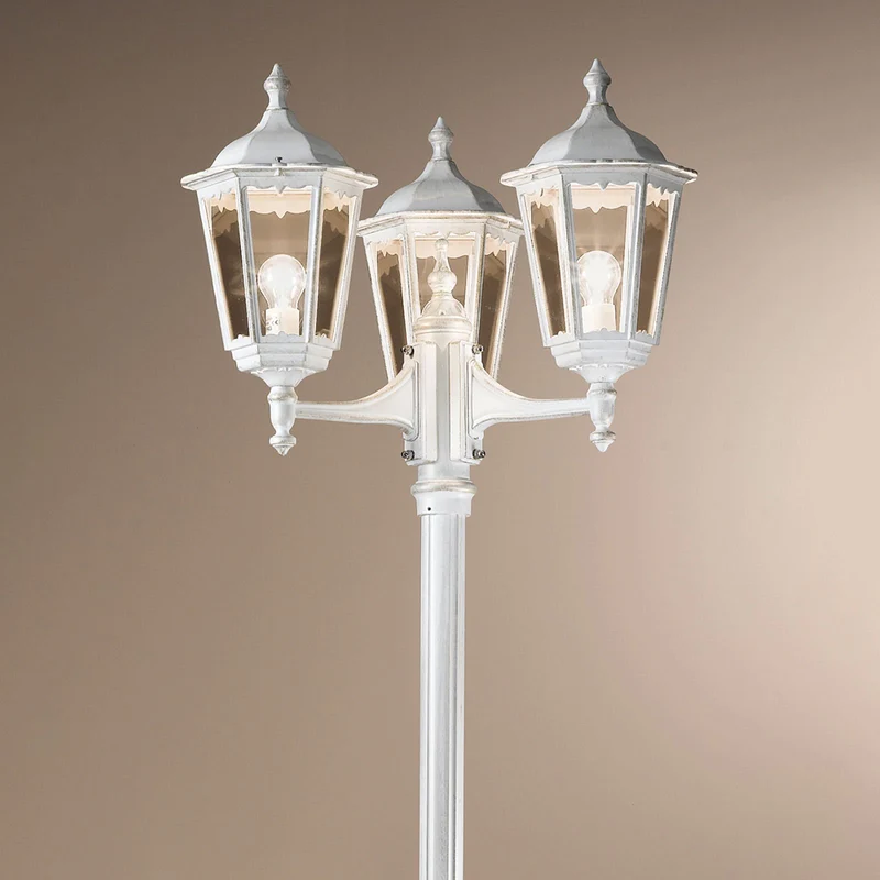B-Ware ORION Puchberg Mastleuchte Außenlampe Gartenbeleuchtung 3-flg 255 cm weiß-gold