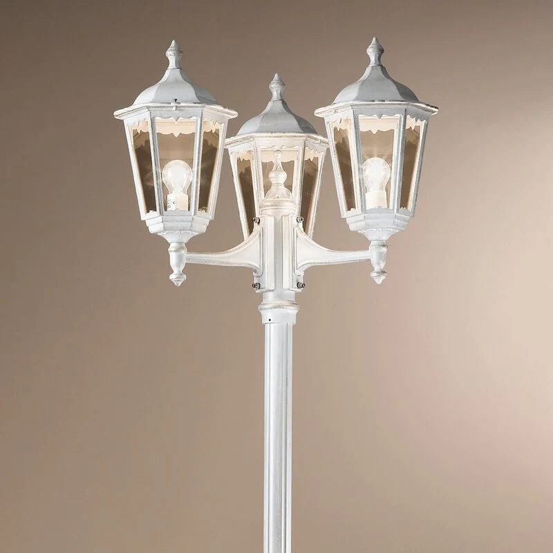 B-Ware ORION Puchberg Mastleuchte Außenlampe Gartenbeleuchtung 3-flg 255 cm weiß-gold