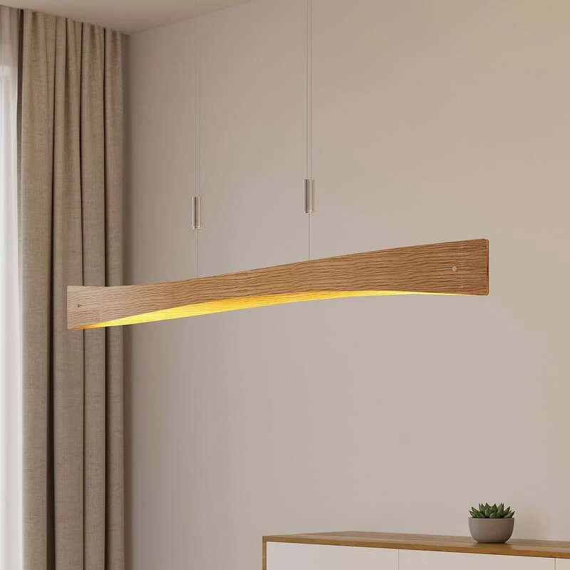 B-Ware Lindby Pendelleuchte Hängeleuchte LED Holz Eiche Nickel matt dimmbar Wohnbere292