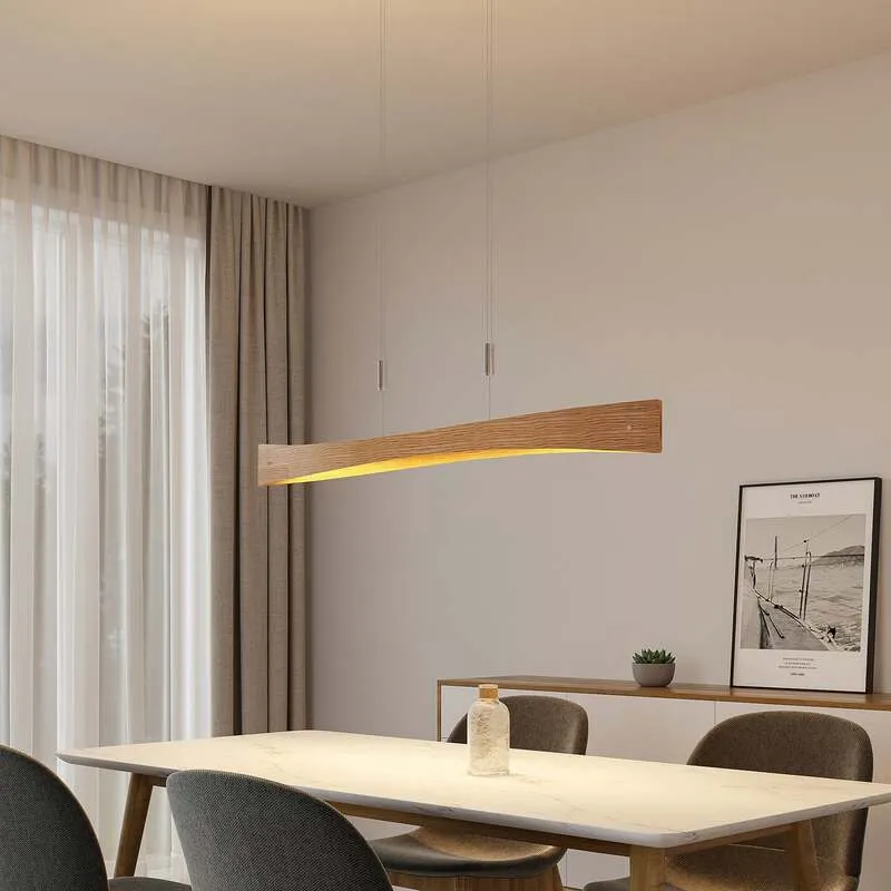 B-Ware Lindby Pendelleuchte Hängeleuchte LED Holz Eiche Nickel matt dimmbar Wohnbere292
