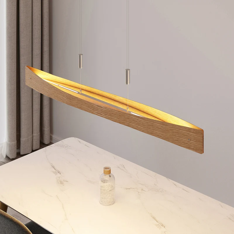 B-Ware Lindby Pendelleuchte Hängeleuchte LED Holz Eiche Nickel matt dimmbar Wohnbere292
