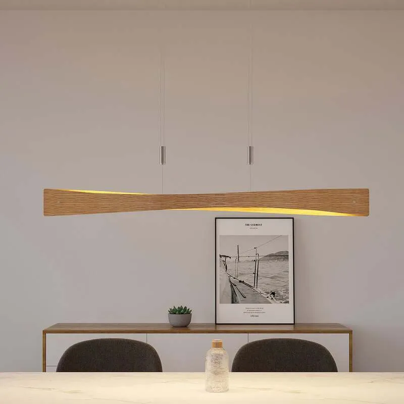 B-Ware Lindby Pendelleuchte Hängeleuchte LED Holz Eiche Nickel matt dimmbar Wohnbere292