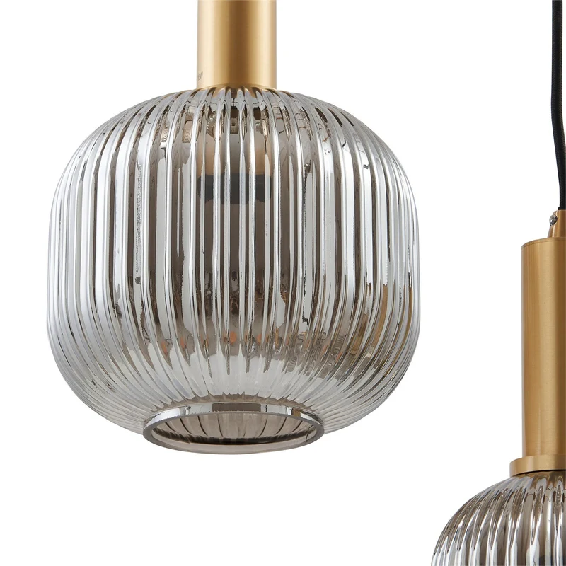 B-Ware Lindby Hängeleuchte Pendelleuchte Doroteo 5 flammig grau Glas