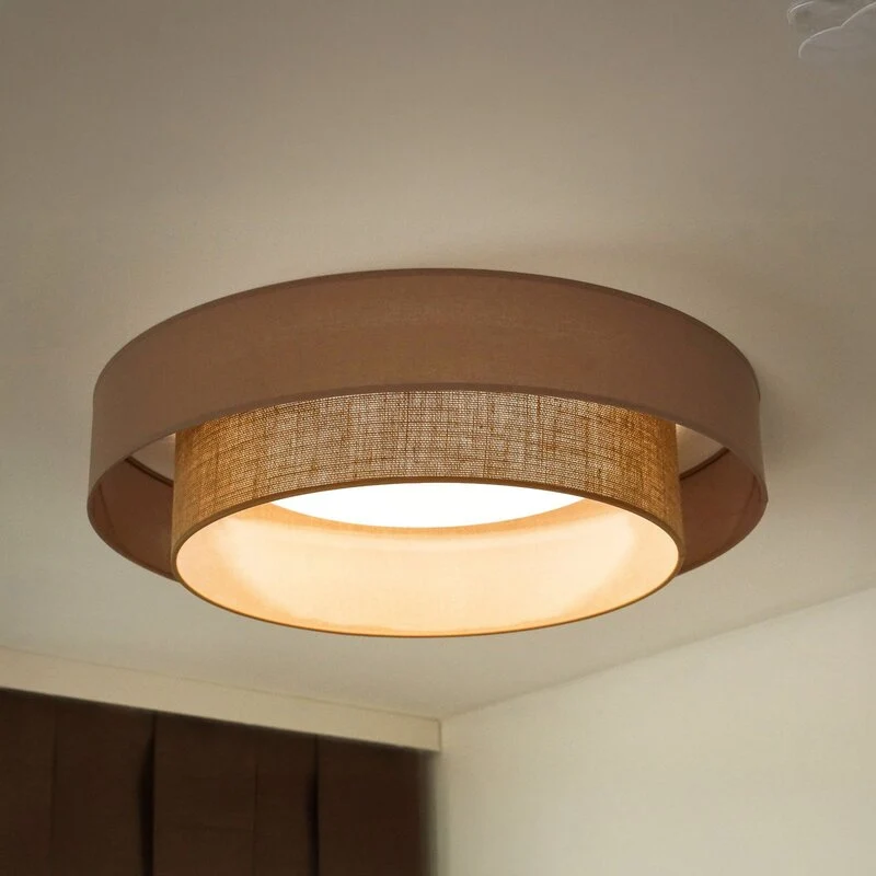 B-Ware Duolla Deckenleuchte Deckenlampe LED Textil braun Luneta Fernbedienung dimm649