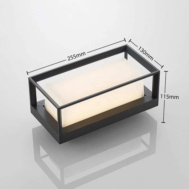B-Ware Lucande Wandleuchte Außenleuchte LED Lampe Wandlampe dunkelgrau Glas IP65