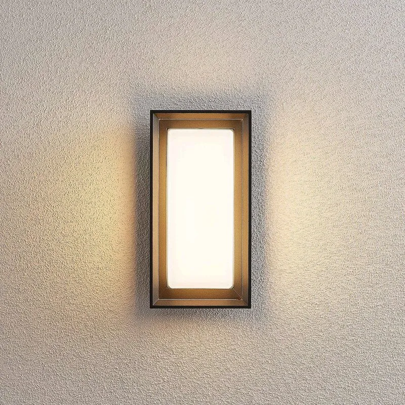 B-Ware Lucande Wandleuchte Außenleuchte LED Lampe Wandlampe dunkelgrau Glas IP65