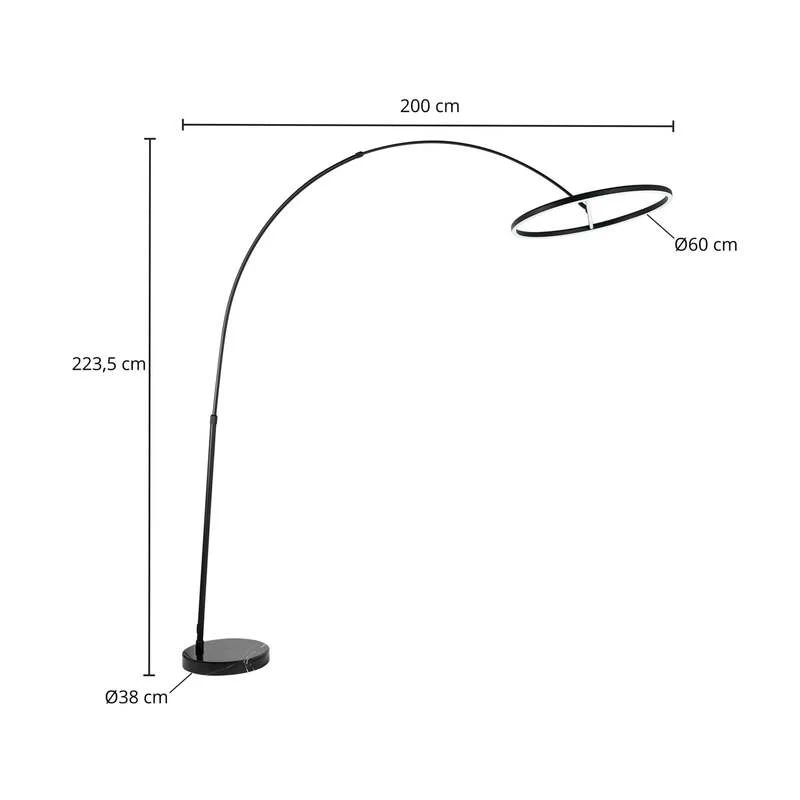 B-Ware Lucande Stehlampe Bogenlampe LED Virvera schwarz Metall Wohnzimmerlampe907