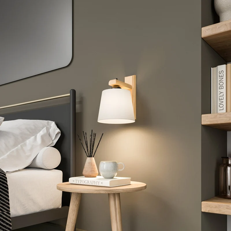 B-Ware Euluna Wandleuchte Sweden mit Holzgestell eiche rustikal Wandlampe Lampe Leuc141