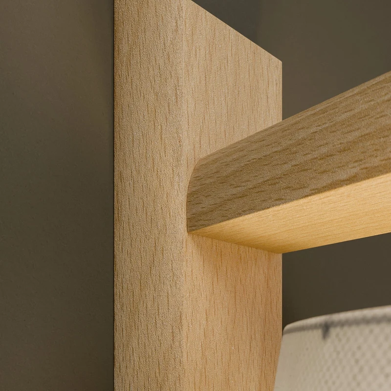 B-Ware Euluna Wandleuchte Sweden mit Holzgestell eiche rustikal Wandlampe Lampe Leuc141