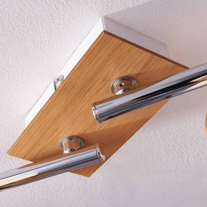 B-Ware Lampenwelt Holz-Deckenstrahler Vivica 4-fl. Deckenlampe Deckenlampe Strahler