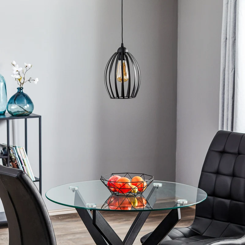 B-Ware HELAM Dali Hängeleuchte Pendelleuchte Lampe einflammig Schwarz Eisen E27 Leuchte