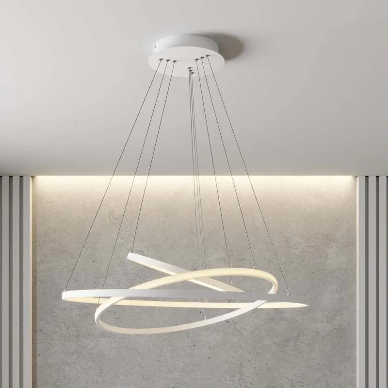 B-Ware Lucande Pendelleuchte Pendellampe LED Ezana weiß Metall Inneneinrichtung dimm920