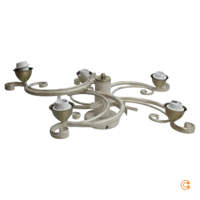 B-Ware Deckenlampe Flora 5 Glasschirme weiß messing Deckenleuchte Lampe SIEHE TEXT/FOTO