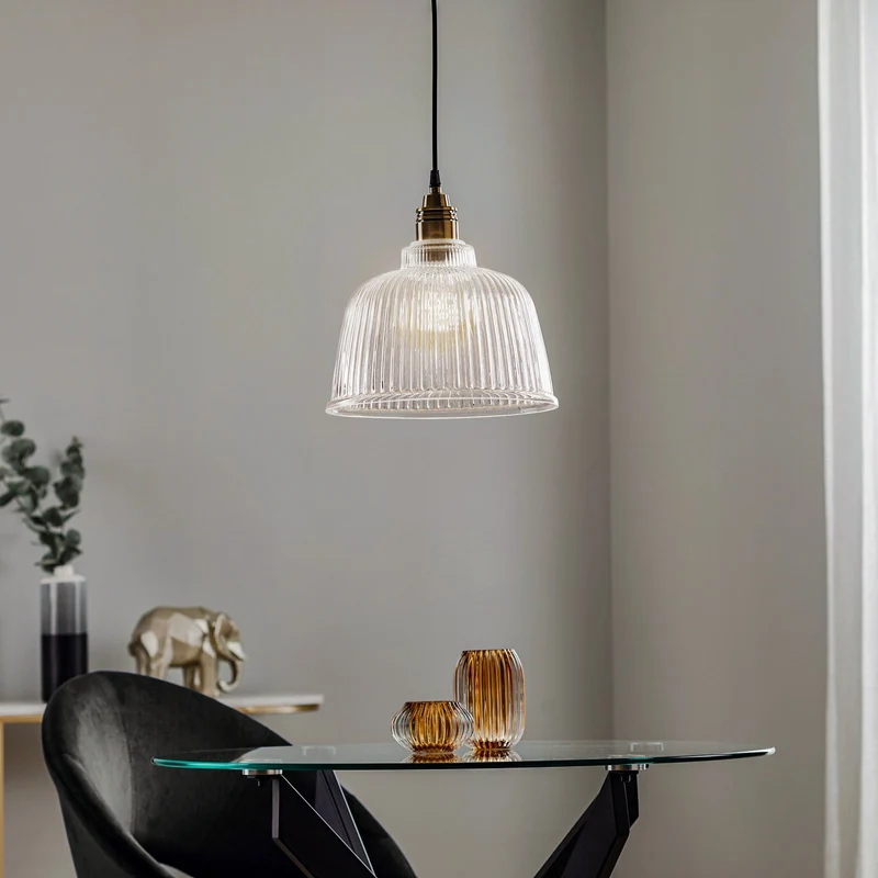 B-Ware Euluna Hängeleuchte Leana, Glas klar altmessing Hängelampe Lampe Leuchte Spot