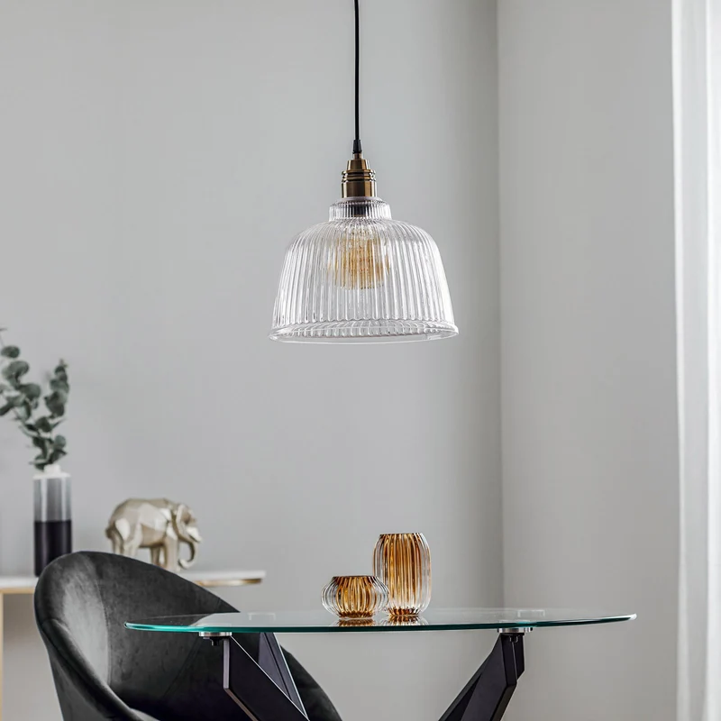 B-Ware Euluna Hängeleuchte Leana, Glas klar altmessing Hängelampe Lampe Leuchte Spot
