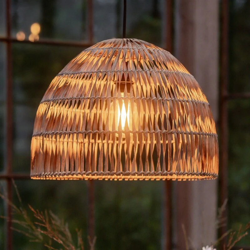 B-Ware PR Home Außenhängelampe Lace Naturfaser Steckerkabel Ø46cm Leuchte Lampe Licht