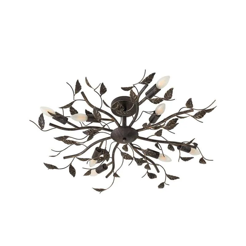 B-Ware Lindby Deckenlampe Deckenlampe Leuchte Yos in Blattoptik, 8-flammig, schwarz