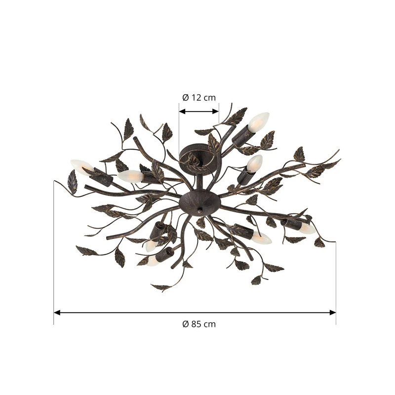 B-Ware Lindby Deckenlampe Deckenlampe Leuchte Yos in Blattoptik, 8-flammig, schwarz