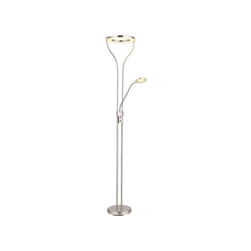 B-Ware Globo LED-Stehlampe Ebro Stehleuchte Standlampe Höhe 194 cm nickelfarben 2-flg.